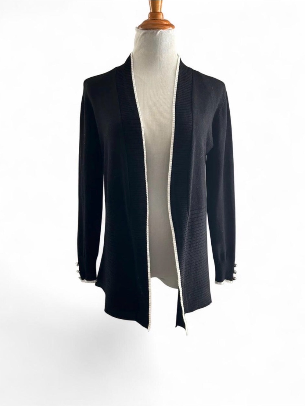 89th & Madison Black Sweater with White Label Detail